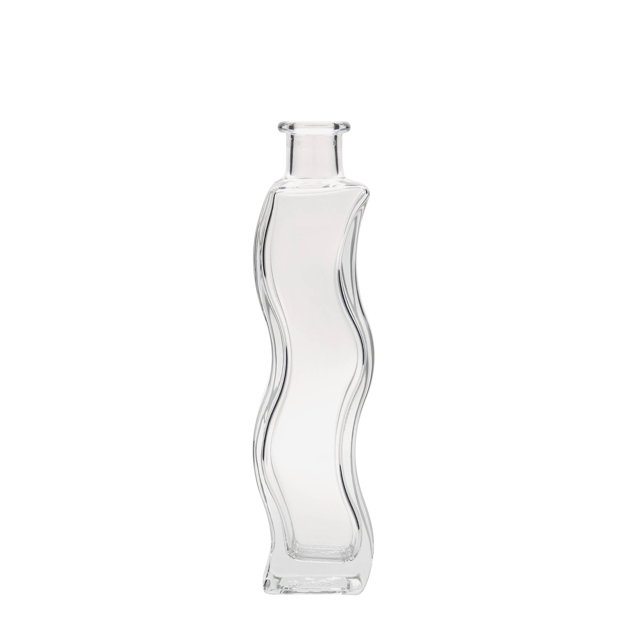 200 ml Glasflasche 'Welle', quadratisch, Mündung: Kork 200 ml Glasflasche 'Welle', quadratisch, Mündung: Kork