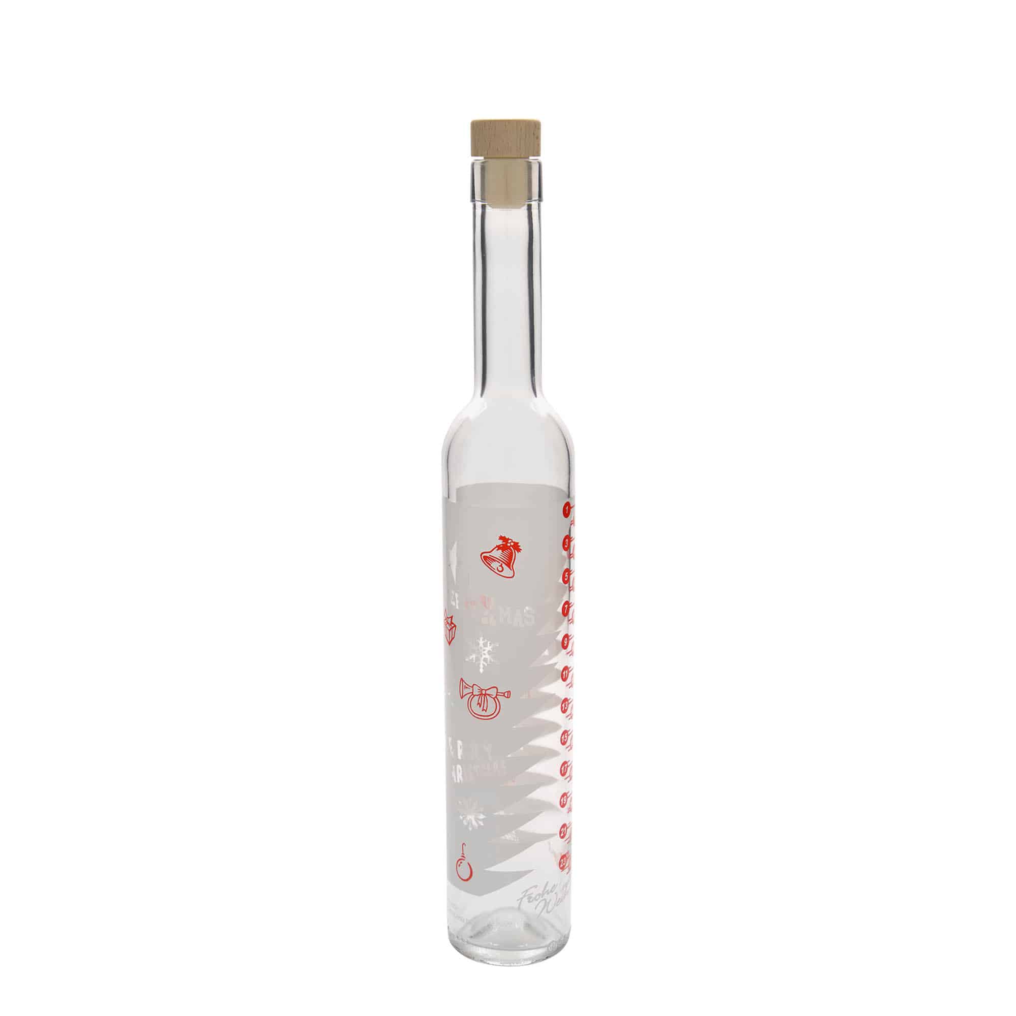 500 ml Glasflasche Maximo bedruckt „Adventskalender“, Mündung: Kork