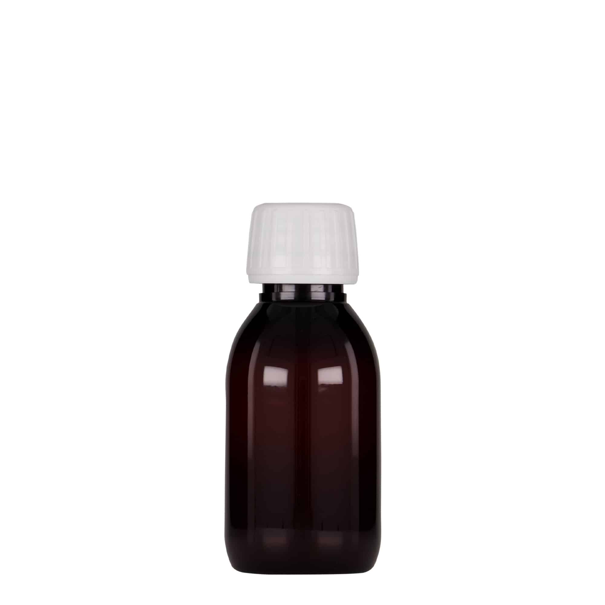 100 ml PET-Medizinflasche, braun, Kunststoff, Mündung: PP 28