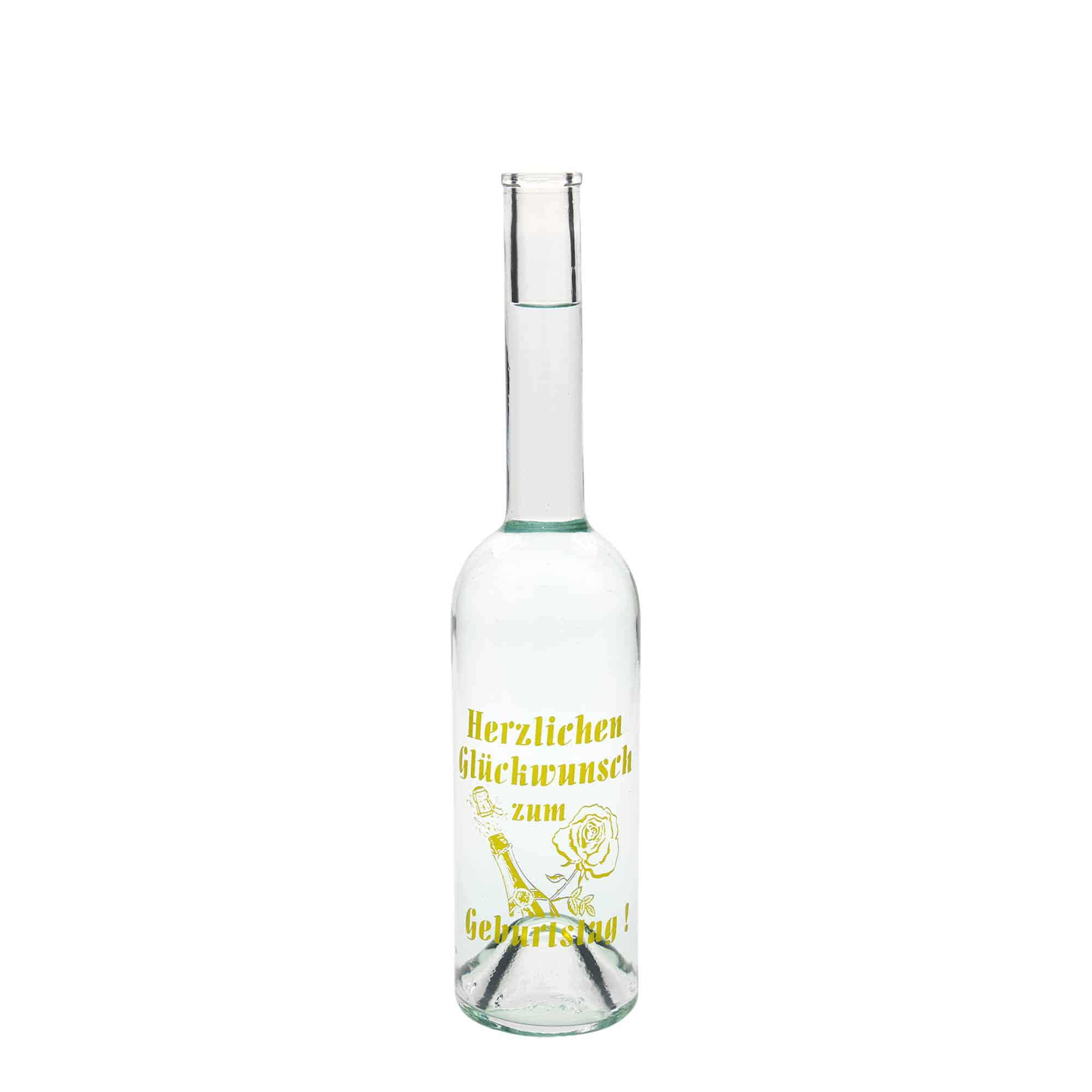 500 ml Glasflasche Maximo bedruckt 'Karneval', Mündung: Kork
