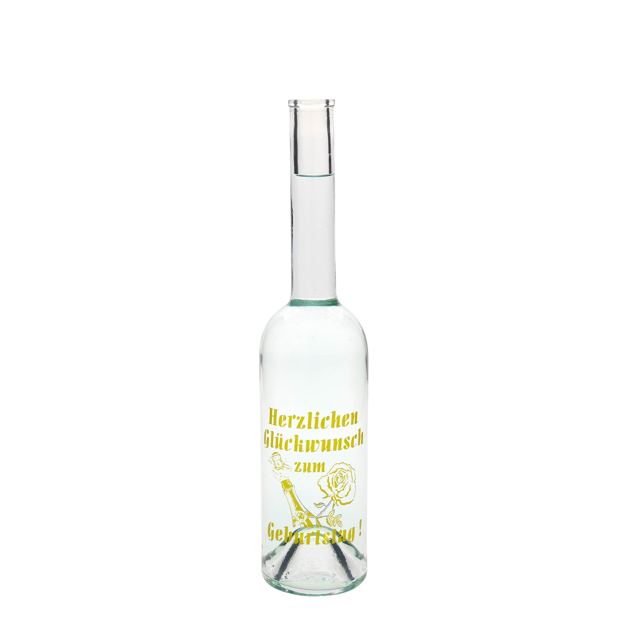 500 ml Glasflasche Maximo bedruckt 'Karneval', Mündung: Kork 500 ml Glasflasche Maximo bedruckt 'Karneval', Mündung: Kork