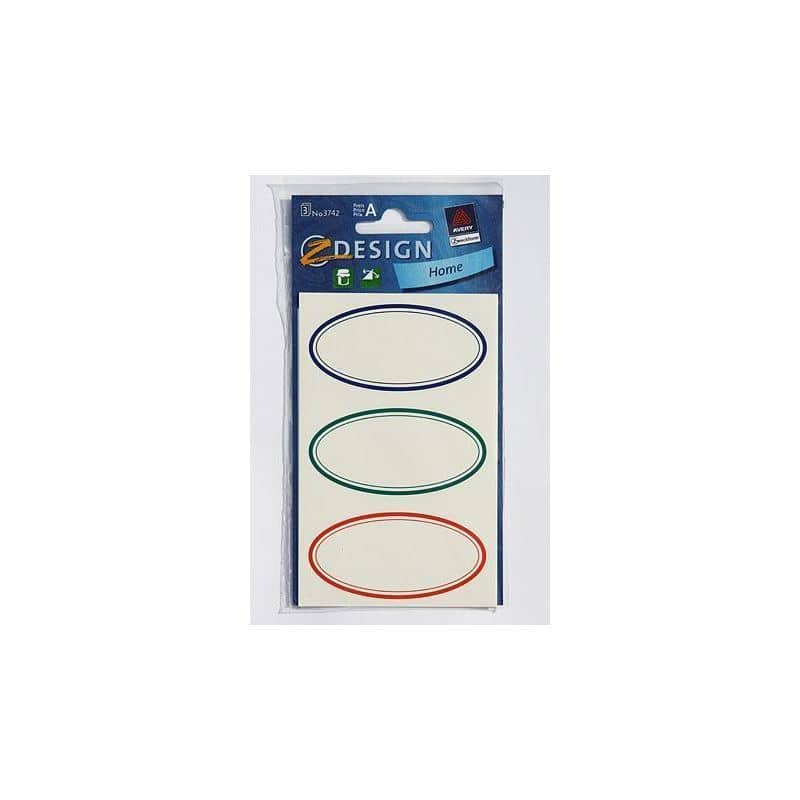 Zweckform Etiketten 'Bunter Rahmen', oval, Papier, mehrfarbig