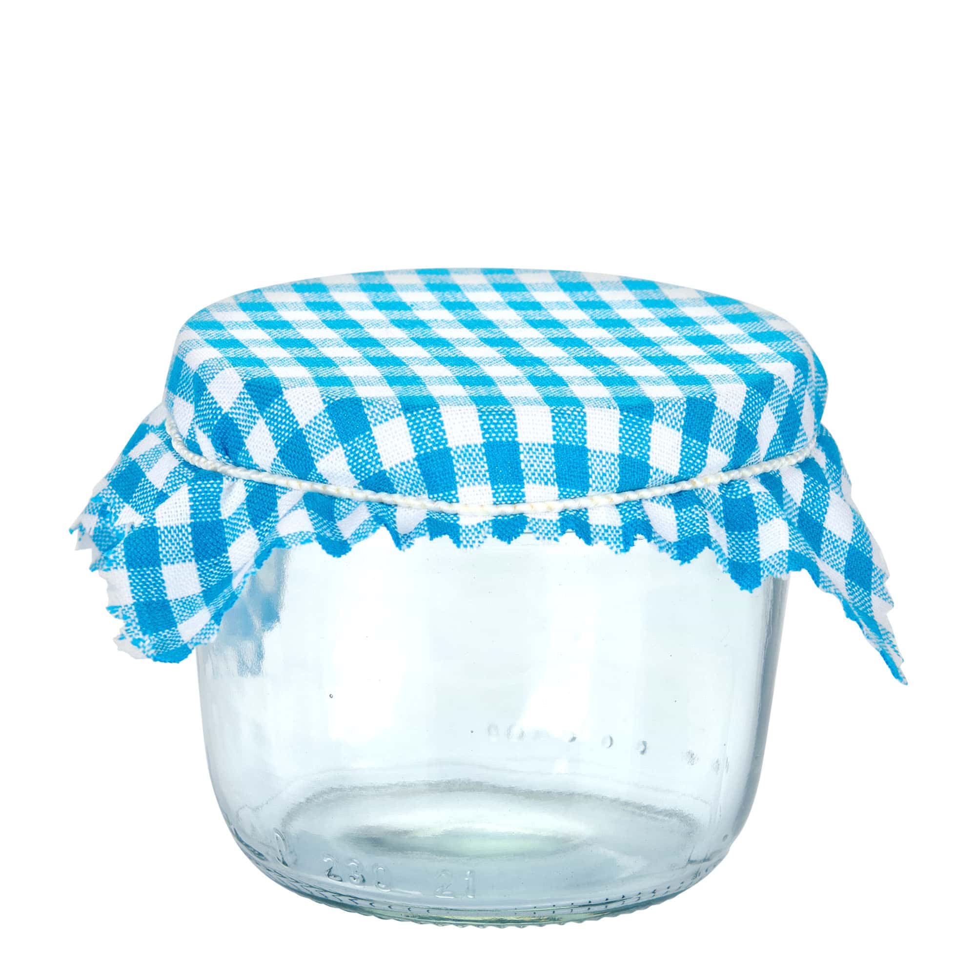 Stoffdeckchen kariert 12x12, quadratisch, Textil, blau, Mündung: TO38-TO53