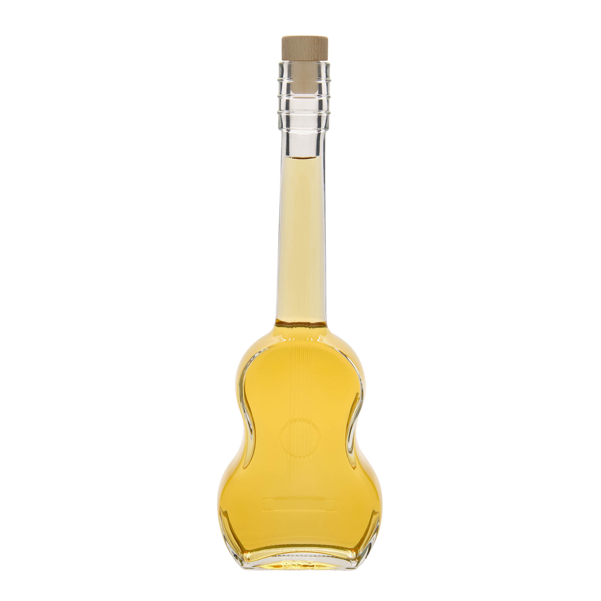 500 ml Glasflasche 'Gitarre', Mündung: Kork 500 ml Glasflasche 'Gitarre', Mündung: Kork