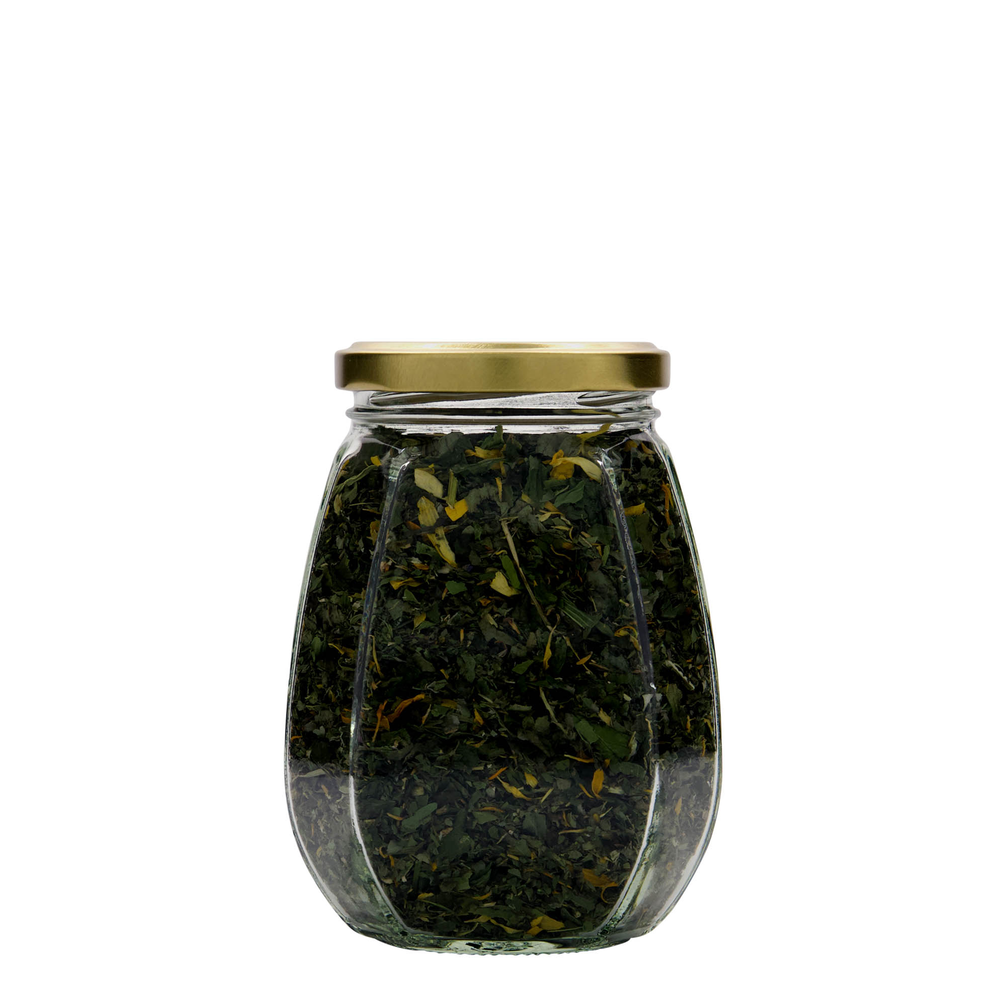 385 ml Schmuckglas, sechseckig, Mündung: Twist-Off (TO 63)