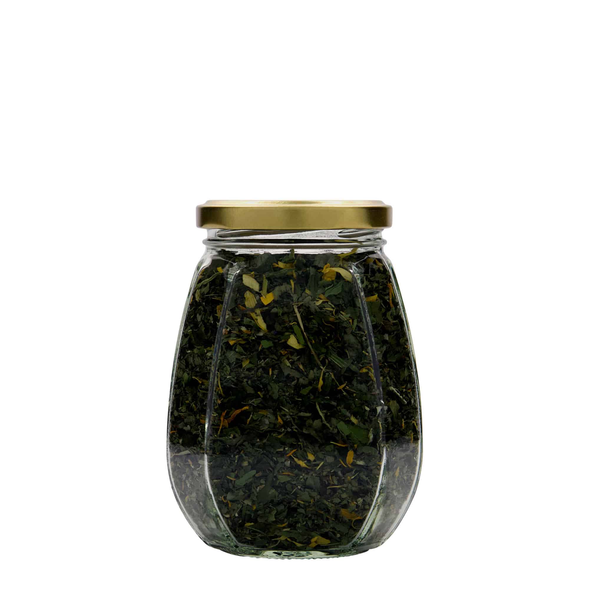 385 ml Schmuckglas, sechseckig, Mündung: Twist-Off (TO 63)